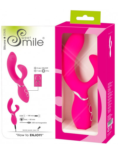 Ярко-розовый вибратор-кролик Bendable Rabbit Vibrator - 19,8 см.