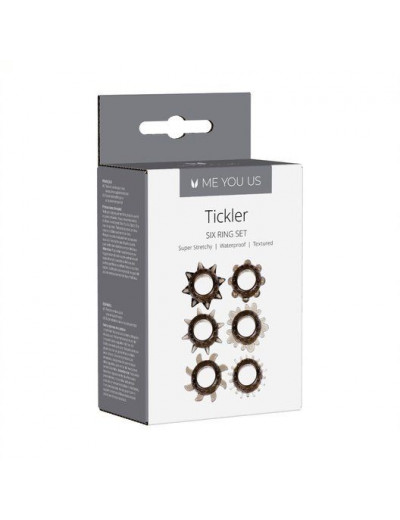 Набор из 6 дымчатых колец Tickler Set Textured Ring