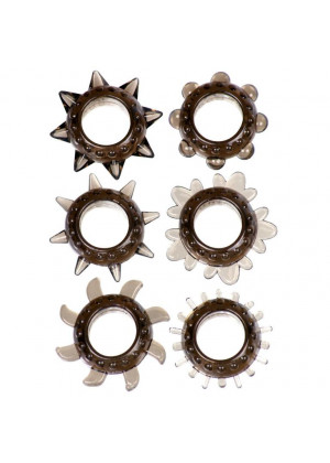 Набор из 6 дымчатых колец Tickler Set Textured Ring