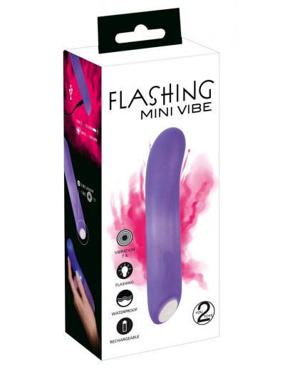 Фиолетовый мини-вибратор Flashing Mini Vibe - 15,2 см.