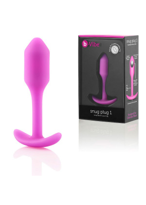 Розовая пробка для ношения B-vibe Snug Plug 1 - 9,4 см.