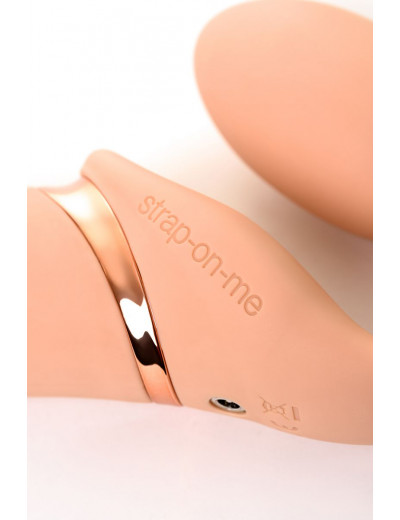 Телесный безремневой вибрострапон Vibrating Bendable Strap-On L
