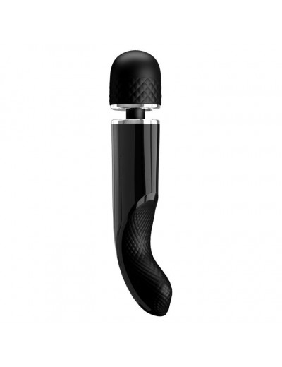 Черный мощный жезловый вибратор с изогнутой ручкой Charming Massager - 24 см.