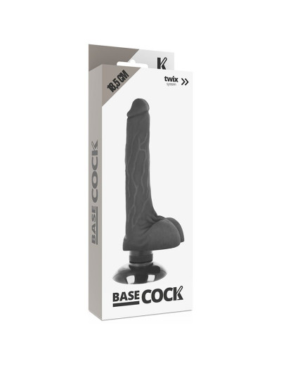 Черный вибратор на присоске Basecock Realistic Vibrator 2in1 - 18,5 см.