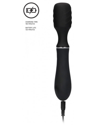 Черный универсальный вибратор с электростимуляцией Electro Vibrating Wand