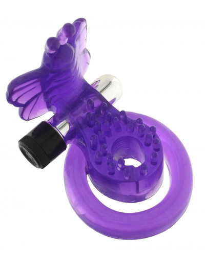 Эрекционное кольцо с вибрацией COCK BALL RING BUTTERFLY JELLY VIBE