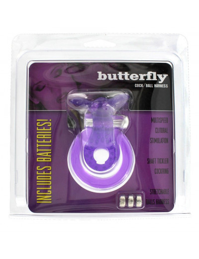 Эрекционное кольцо с вибрацией COCK BALL RING BUTTERFLY JELLY VIBE