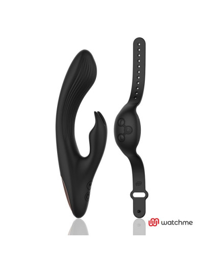 Черный вибратор-кролик с пультом-часами Anne s Desire Rabbit Vibe Wireless Watchme - 20,5 см.
