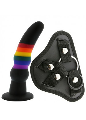 Черный поясной страпон STRAP ON SOLID DILDO - 17 см.