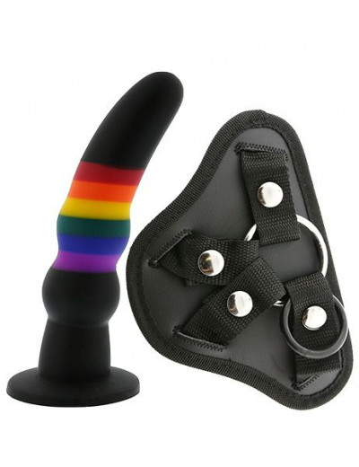 Черный поясной страпон STRAP ON SOLID DILDO - 17 см.