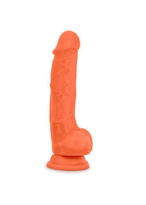 Оранжевый фаллоимитатор 7.5 Inch Silicone Dual Density Cock with Balls - 19 см.
