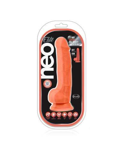Оранжевый фаллоимитатор 7.5 Inch Silicone Dual Density Cock with Balls - 19 см.