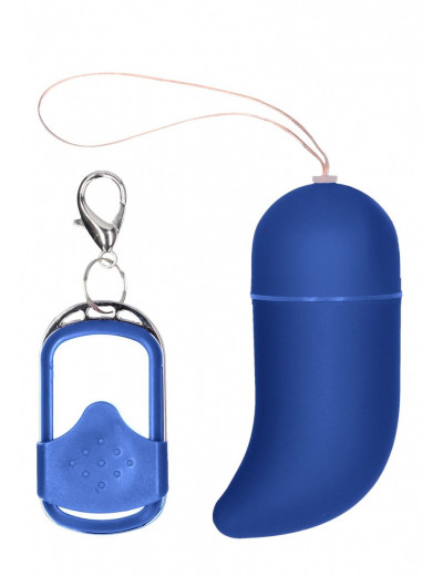 Синее виброяйцо Medium Wireless Vibrating G-Spot Egg с пультом - 7,5 см.