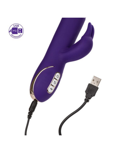Фиолетовый вибратор с поступательным движением Jack Rabbit Signature Silicone Thrusting Rabbit - 20 см.