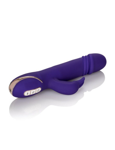 Фиолетовый вибратор с поступательным движением Jack Rabbit Signature Silicone Thrusting Rabbit - 20 см.