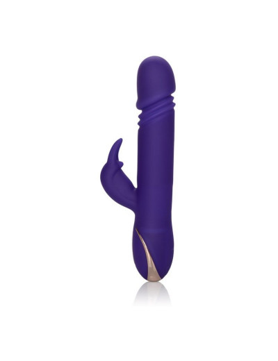 Фиолетовый вибратор с поступательным движением Jack Rabbit Signature Silicone Thrusting Rabbit - 20 см.