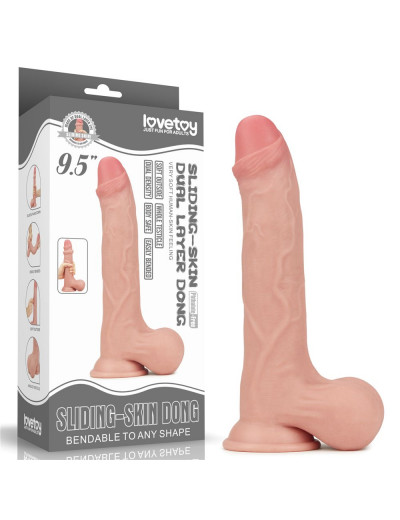 Телесный фаллоимитатор Sliding Skin Dual Layer Dong - 24,5 см.