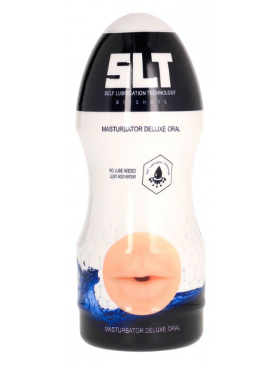 Телесный мастурбатор-ротик с эффектом смазки Deluxe Oral