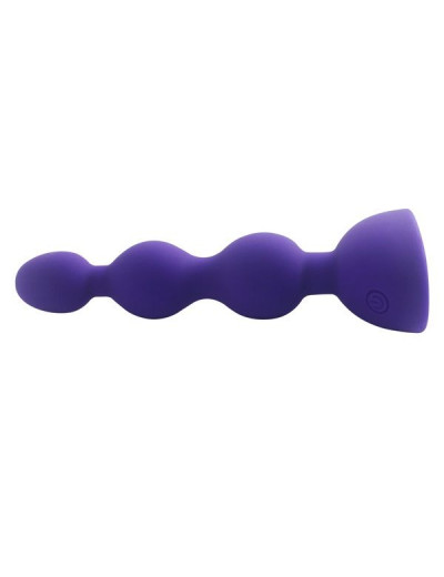 Фиолетовый анальный вибростимулятор Anal Beads S с пультом ДУ - 14,5 см.