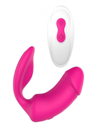Ярко-розовый вибратор с клиторальной стимуляцией Remote Duo Pleaser