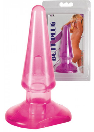 Розовая конусообразная анальная втулка BUTT PLUG - 9,5 см.