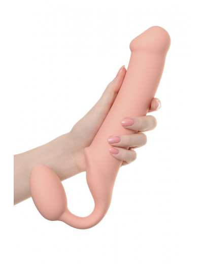 Телесный безремневой страпон Silicone Bendable Strap-On XL