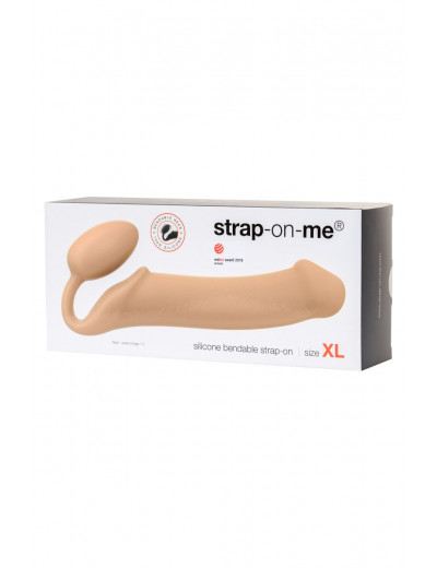 Телесный безремневой страпон Silicone Bendable Strap-On XL