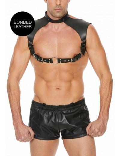 Черная мужская портупея Men Harness With Neck Collar