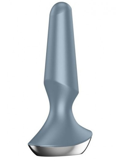 Серая анальная пробка с вибрацией Satisfyer Plug-ilicious 2 - 14 см.