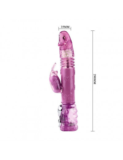 Вибромассажер с ротацией, возвратно-поступательным движением и стимулятором клитора - 29 см.