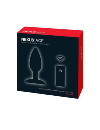 Чёрная вибровтулка NEXUS ACE MEDIUM с дистанционным управлением - 12 см.