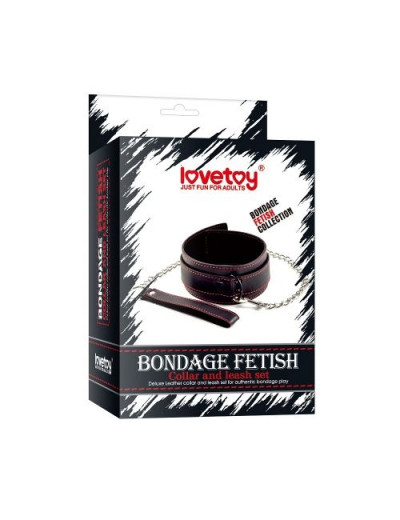 Черный ошейник с цепочкой-поводком Bondage Fetish Pleasure Collar
