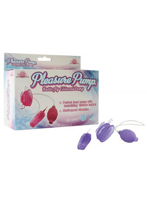 Фиолетовая помпа с вибрацией Pleasure Pump Butterfly Clitoral