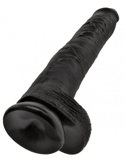 Чёрный фаллоимитатор-гигант 14  Cock with Balls - 37,5 см.