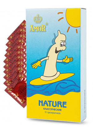Классические презервативы AMOR Nature  Яркая линия  - 10 шт.