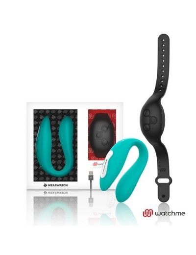 Зеленый вибратор для пар с черным пультом-часами Weatwatch Dual Pleasure Vibe