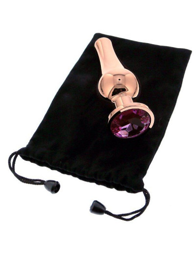 Золотистая анальная пробка с кристаллом Rose Gold Pleasure Plug S - 9 см.