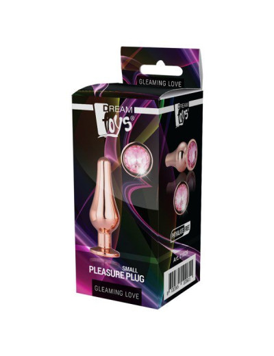 Золотистая анальная пробка с кристаллом Rose Gold Pleasure Plug S - 9 см.