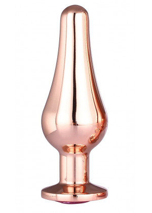 Золотистая анальная пробка с кристаллом Rose Gold Pleasure Plug S - 9 см.