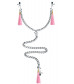 Зажимы на соски и половые губы с розовыми кисточками Nipple Clit Tassel Clamp With Chain