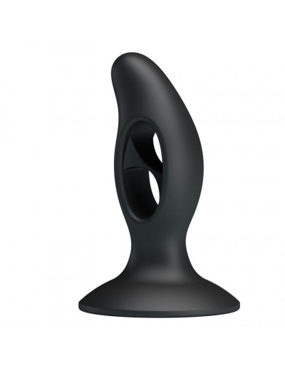 Чёрный массажёр простаты Silicone Butt Plug - 9,3 см.