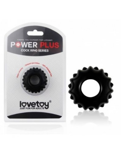 Чёрное эрекционное кольцо POWER PLUS Cockring с выступами
