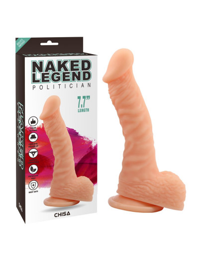 Телесный реалистичный фаллоимитатор Naked Legend на присоске - 19,5 см.