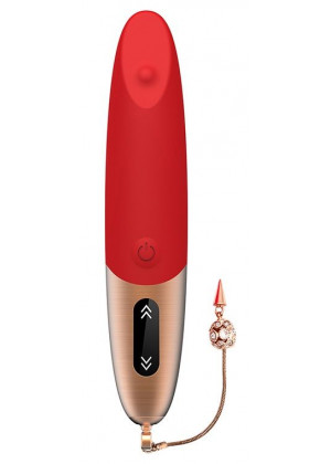 Красный вибромассажер DYSIS BRIGHT - 12,6 см.