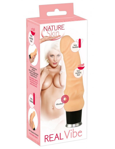 Вибратор-реалистик  Nature Skin Real Vibe телесного цвета - 17,5 см.