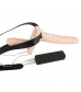 Телесный женский страпон с вагинальной пробкой Strap-On Duo - 15 см.