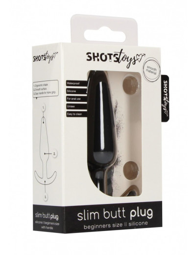Черная анальная пробка для ношения Slim Butt Plug - 8,3 см.