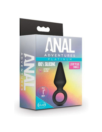 Черная анальная пробка Silicone Loop Plug Small - 7,6 см.