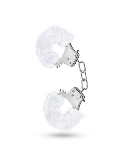 Белые игровые наручники Plush Fur Cuffs