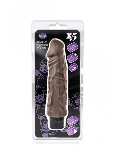 Коричневый вибратор-реалистик Hard On Vibrating 9  Dildo - 22,8 см.
